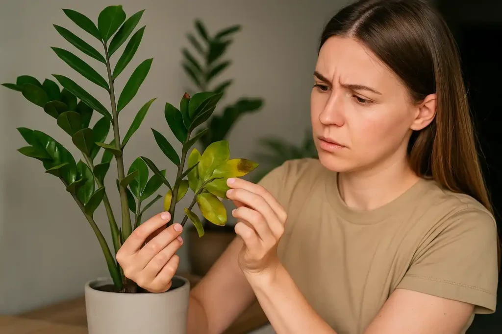 Como salvar a zamioculca quando as folhas começam a murchar