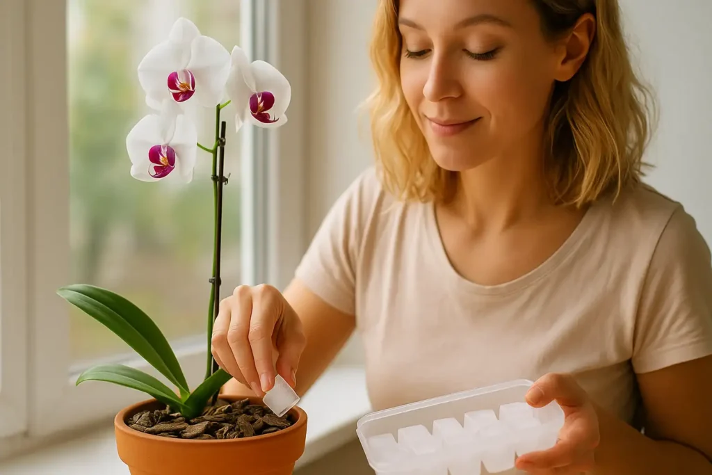 O truque com gelo que salva orquídea em dias de muito calor
