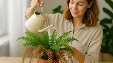 Por que a samambaia parece seca mesmo com terra úmida