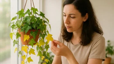 A cor amarelada nas folhas da hera inglesa diz sobre sua saúde