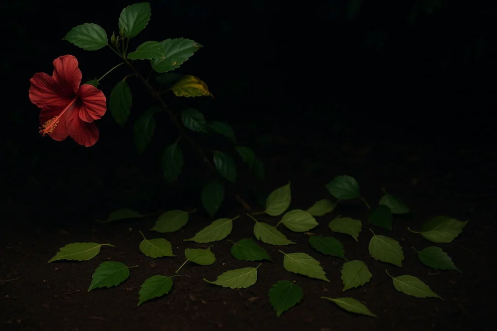 Hibisco perdendo folhas à noite Veja a causa provável
