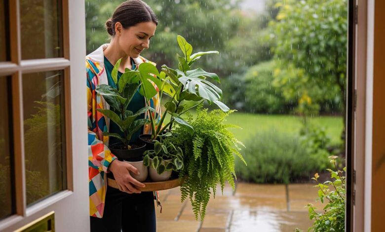 colocar plantas na chuva