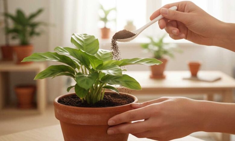 borra de café nas plantas