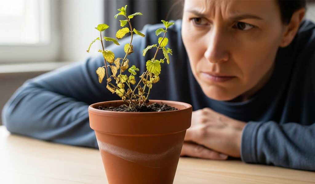 hortelã não cresce