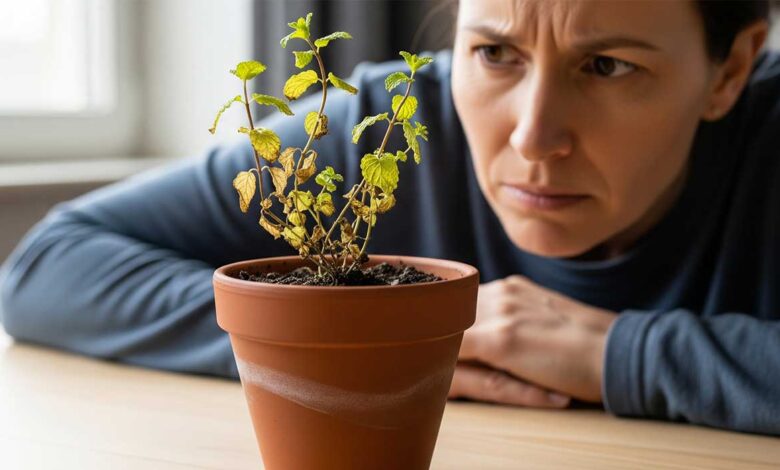 hortelã não cresce